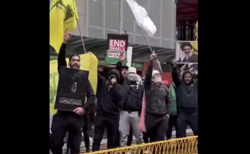 Hezbollah supporters in Melbourne (Screenshot)